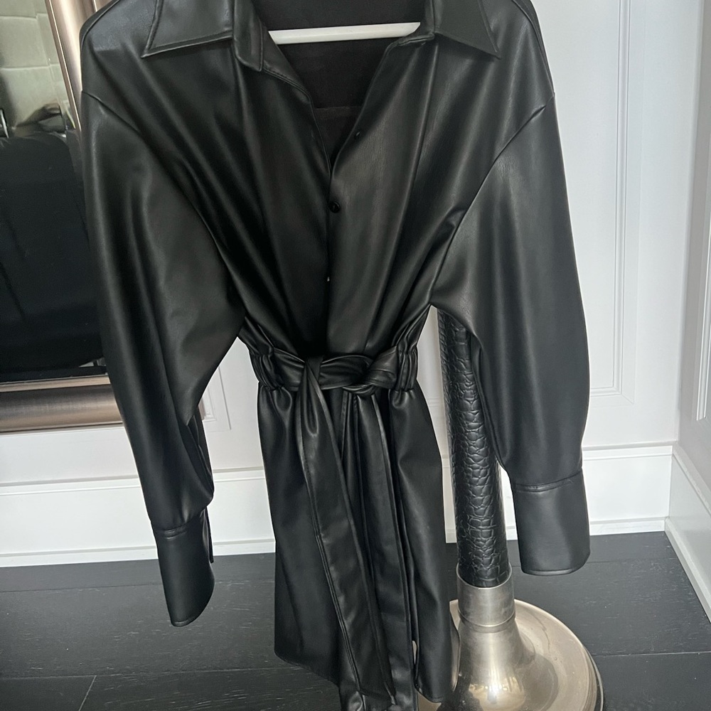 Leather belted Mini Dress